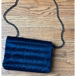 THINK ROYLN Dark navy blue satin purse.